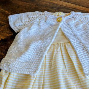 Handmade seamless Set White  Jacket with Triangle Pattern and dress - bodysuit